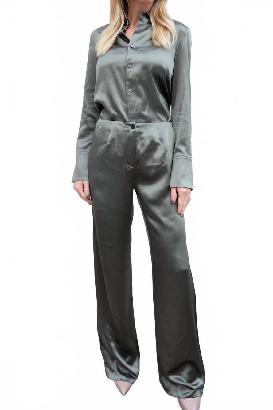 NEW DIOMI silk straight leg pants in grey